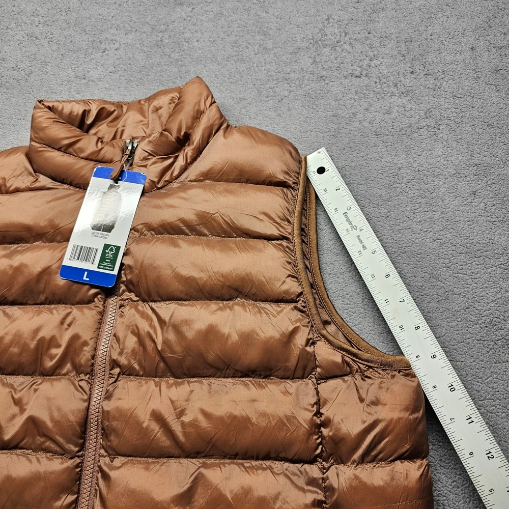 NWT 32 Degrees Heat Puffer Vest Women Size L Brown Lightweight Quilted Full Zip - Picture 5 of 12